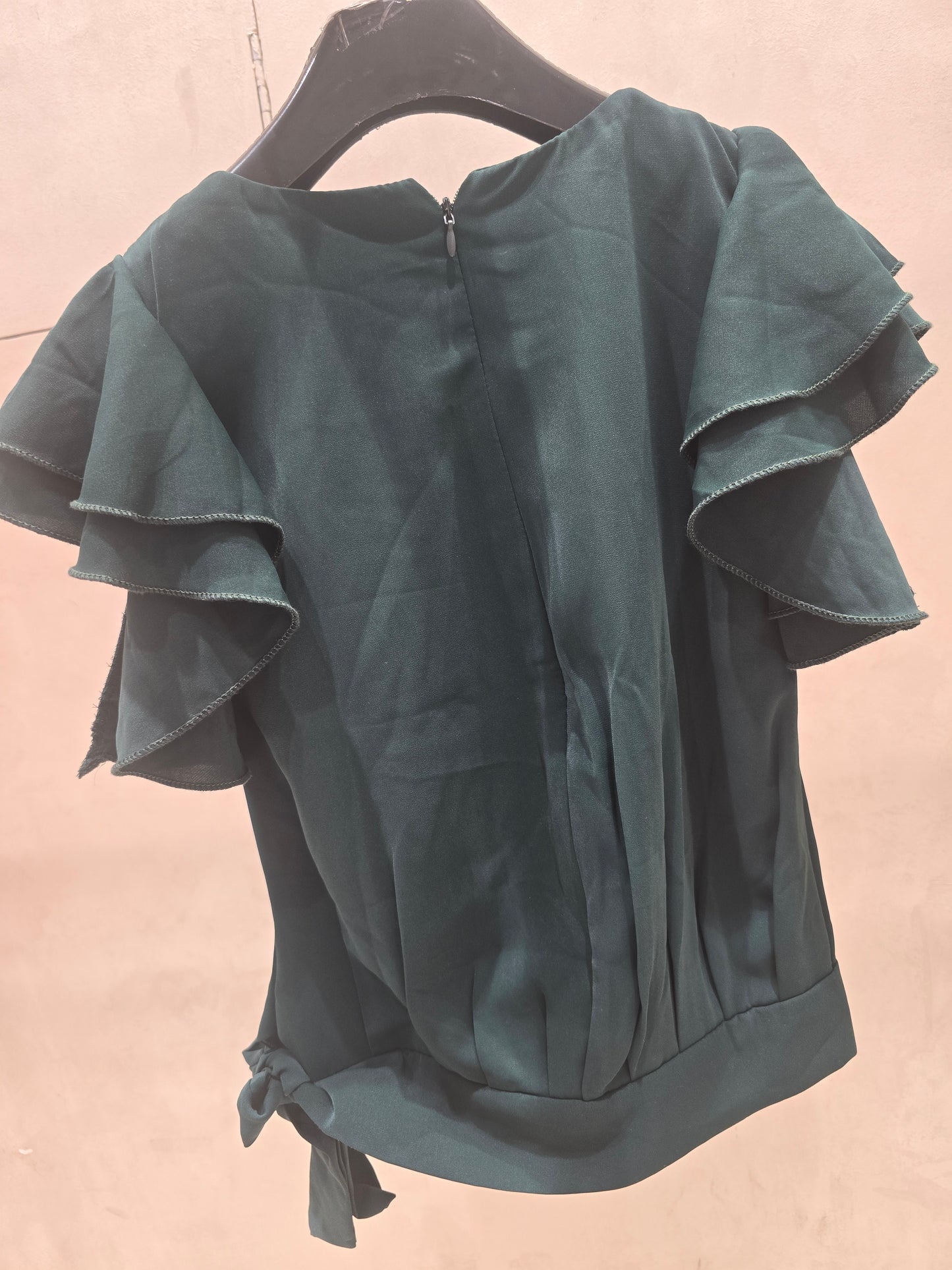Girl Bottle Green Chiffon Western Top