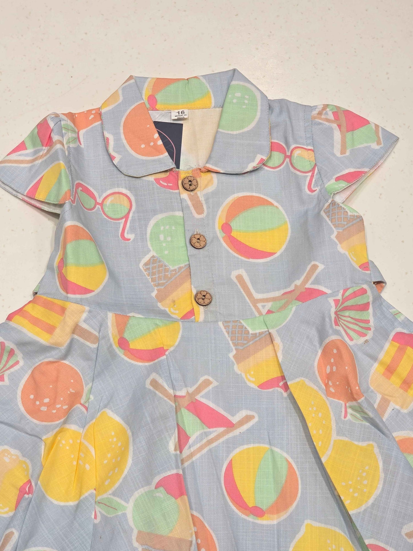 light blue cotton casual summer dress/frock for young girls