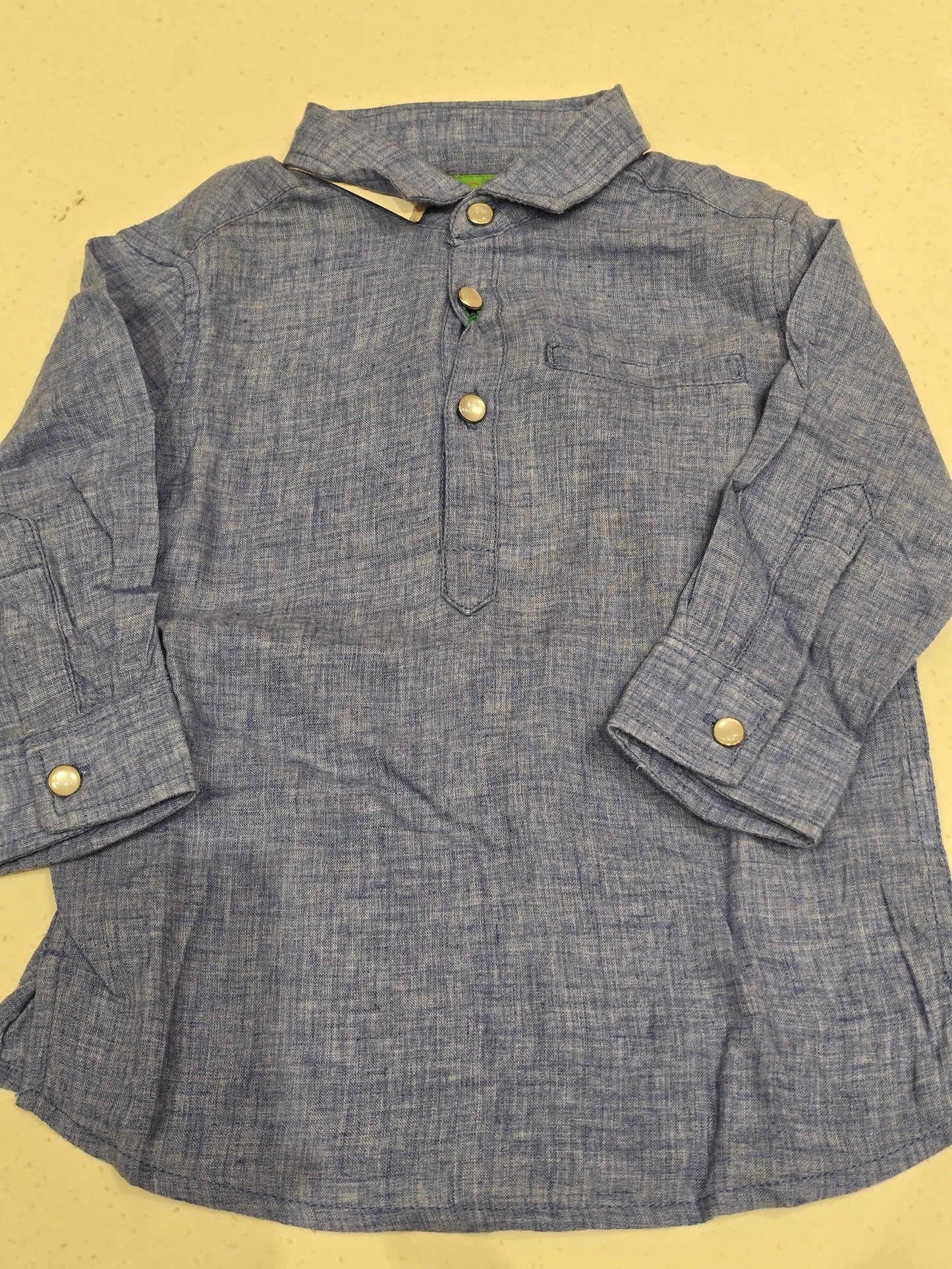 Lenin cotton material blue shade short kurta for boys