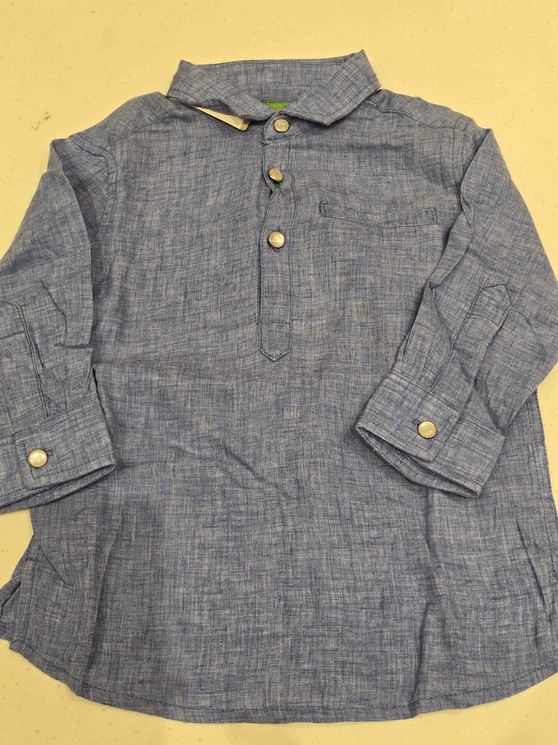 Lenin cotton material blue shade short kurta for boys