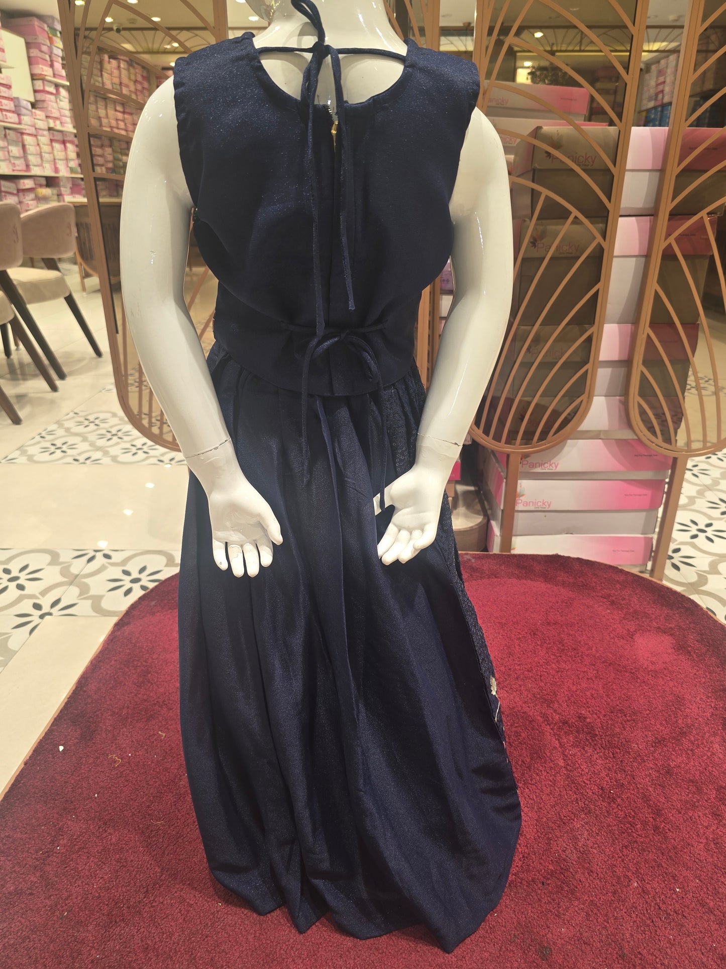 Girls Blue Georgette Sequin Embroidered Gaghra Set