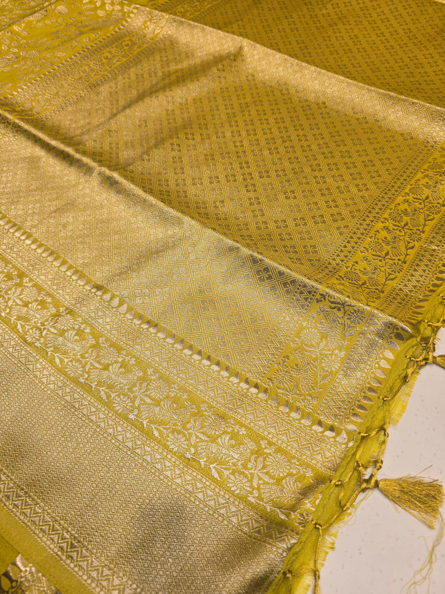 Semi Banarasi Silk Saree with Floral & Peacock Design and Fancy Zari Border | Festive Wear Saree for Women