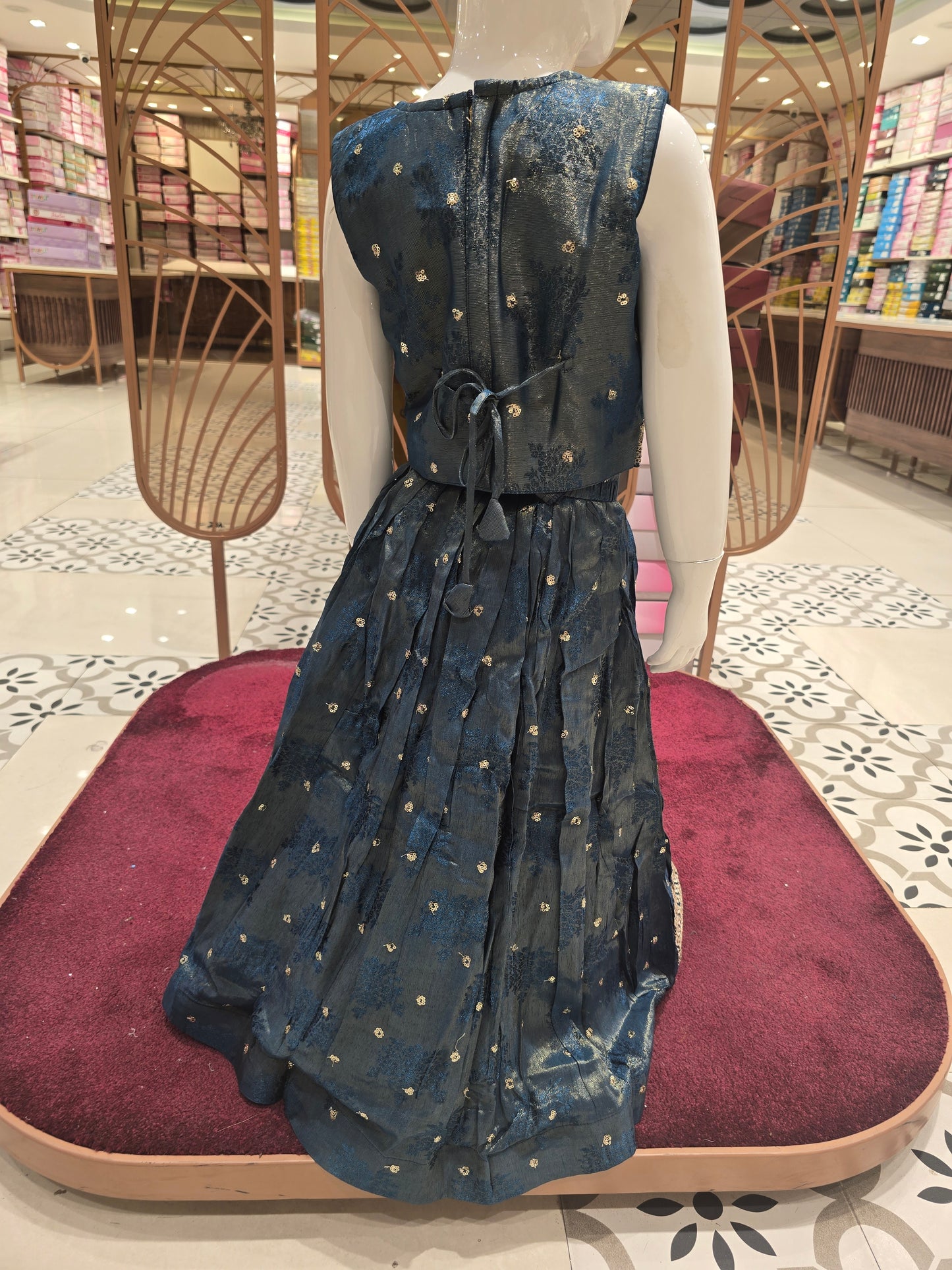 Tissue Silk Ghagra Choli with Zari Butta and Zari Work Top (3-Piece Ethnic Party Wear)