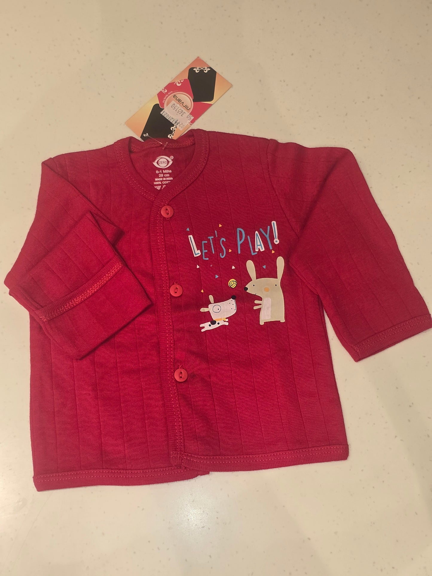 Cotton material red colour printed t-shirt