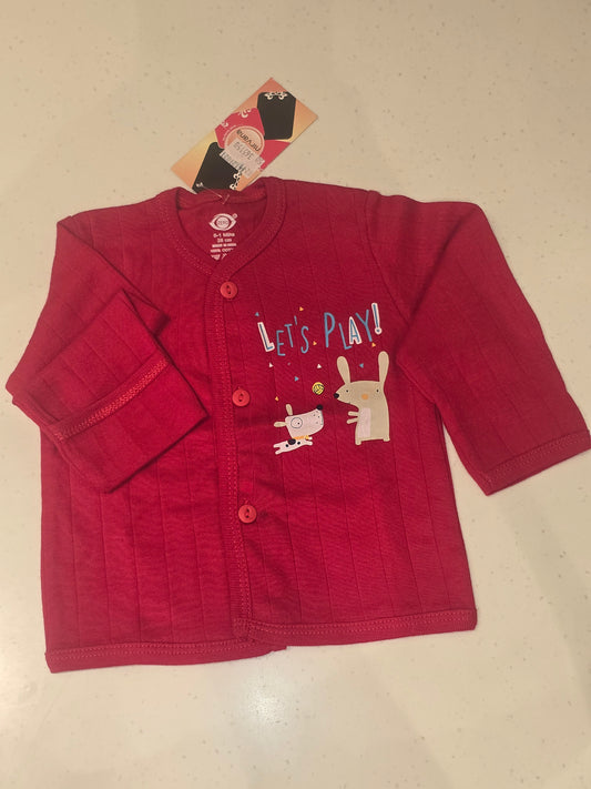 Cotton material red colour printed t-shirt