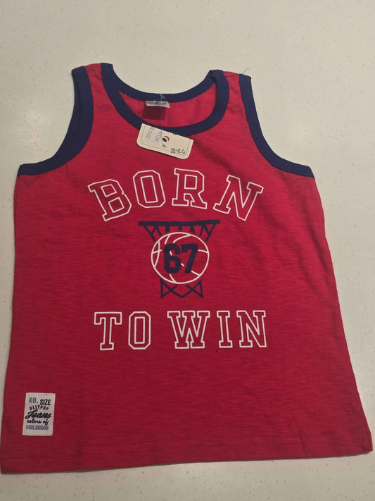Boys Red Cotton Sleeveless T Shirt
