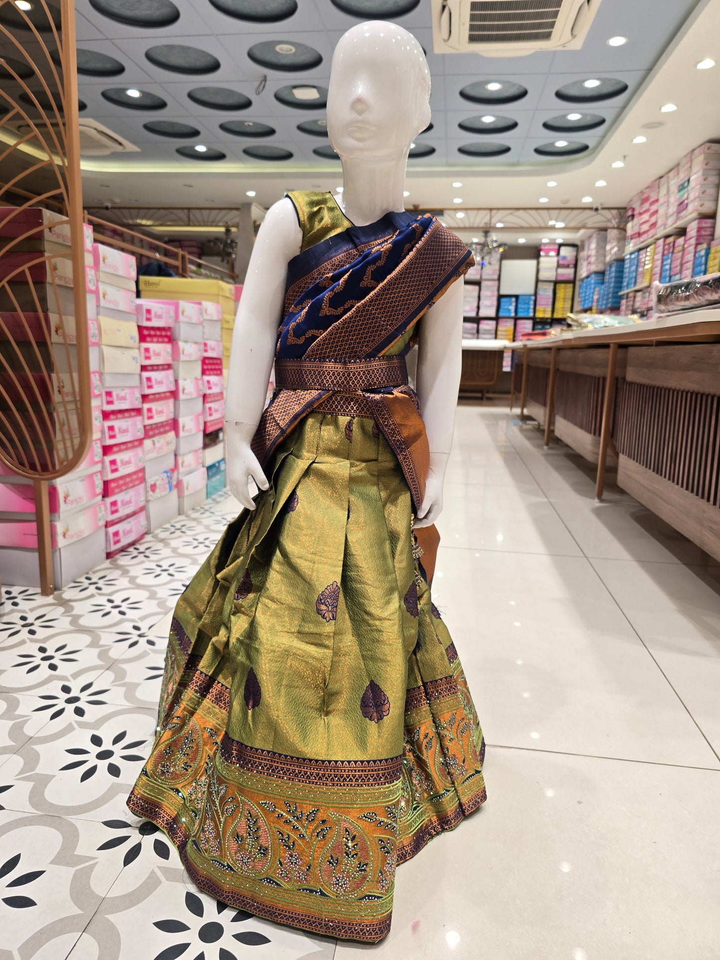 Traditional South Indian Kids Half Saree (Pattu Pavadai Dhavani or Langa Voni)