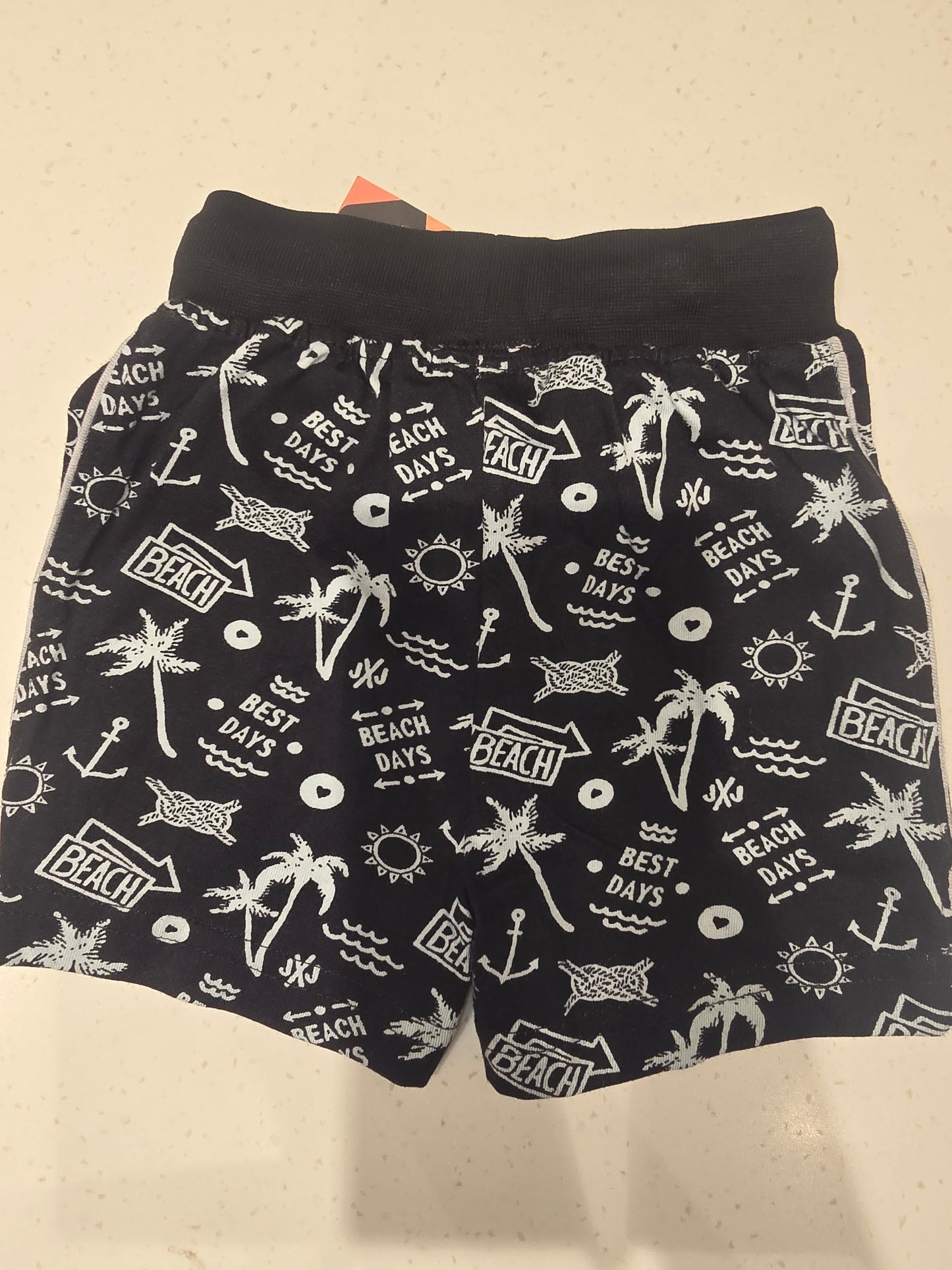 Boy Blue White Printed Cotton Summer Shorts