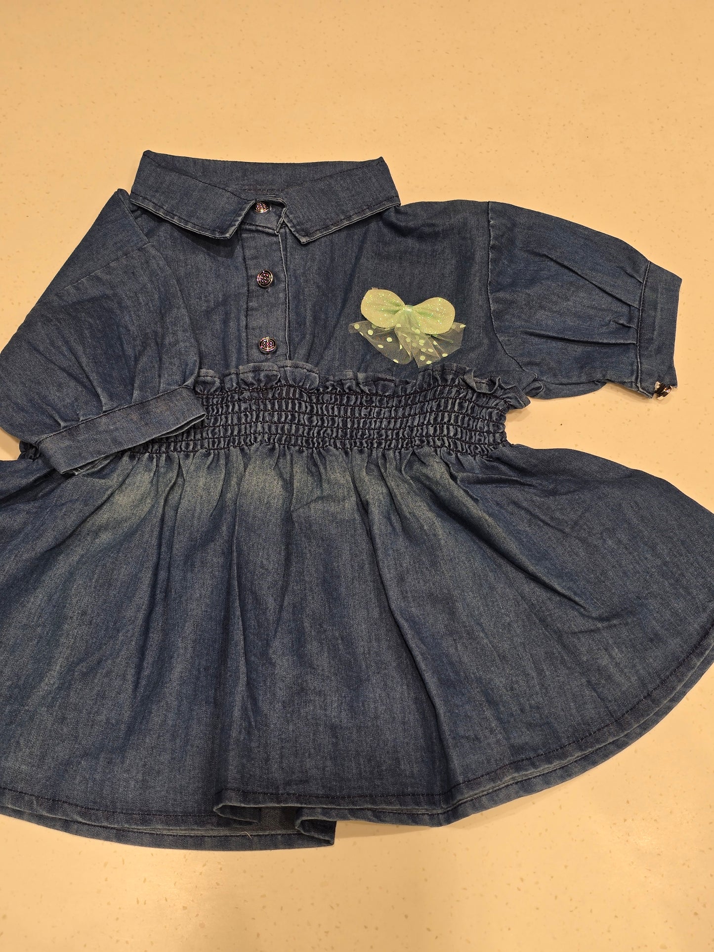 Girls Denim Fit-and-Flare Shirt Dress
