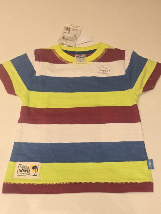 Cotton material multi color horizontal  line t-shirt