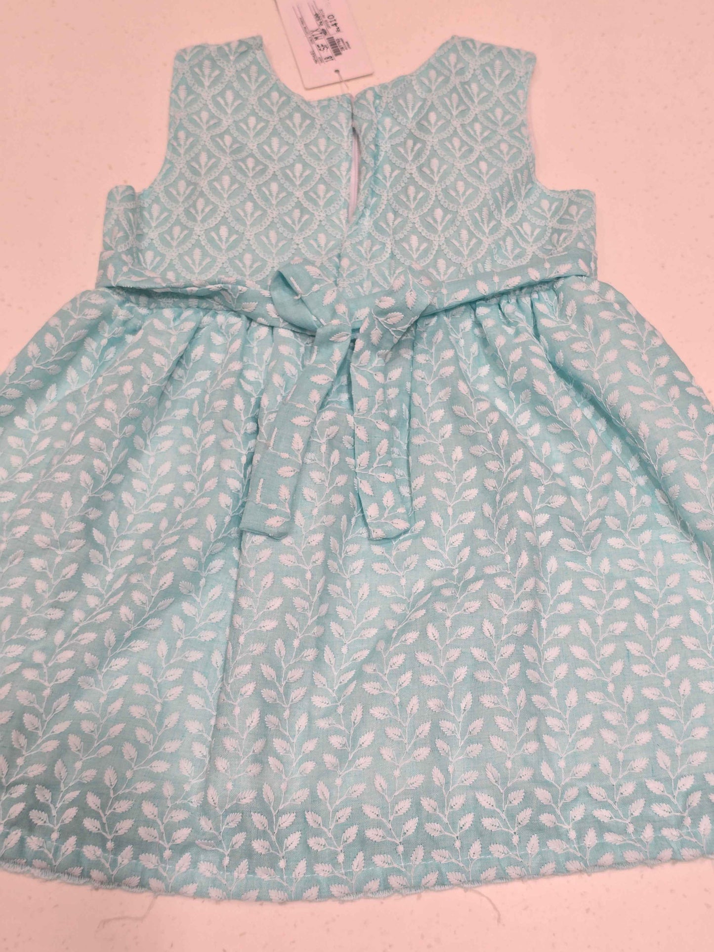 Baby Girl Blue Cotton Embroidered Frock