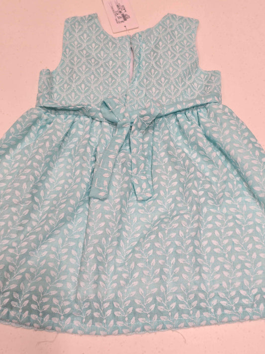 Baby Girl Blue Cotton Embroidered Frock