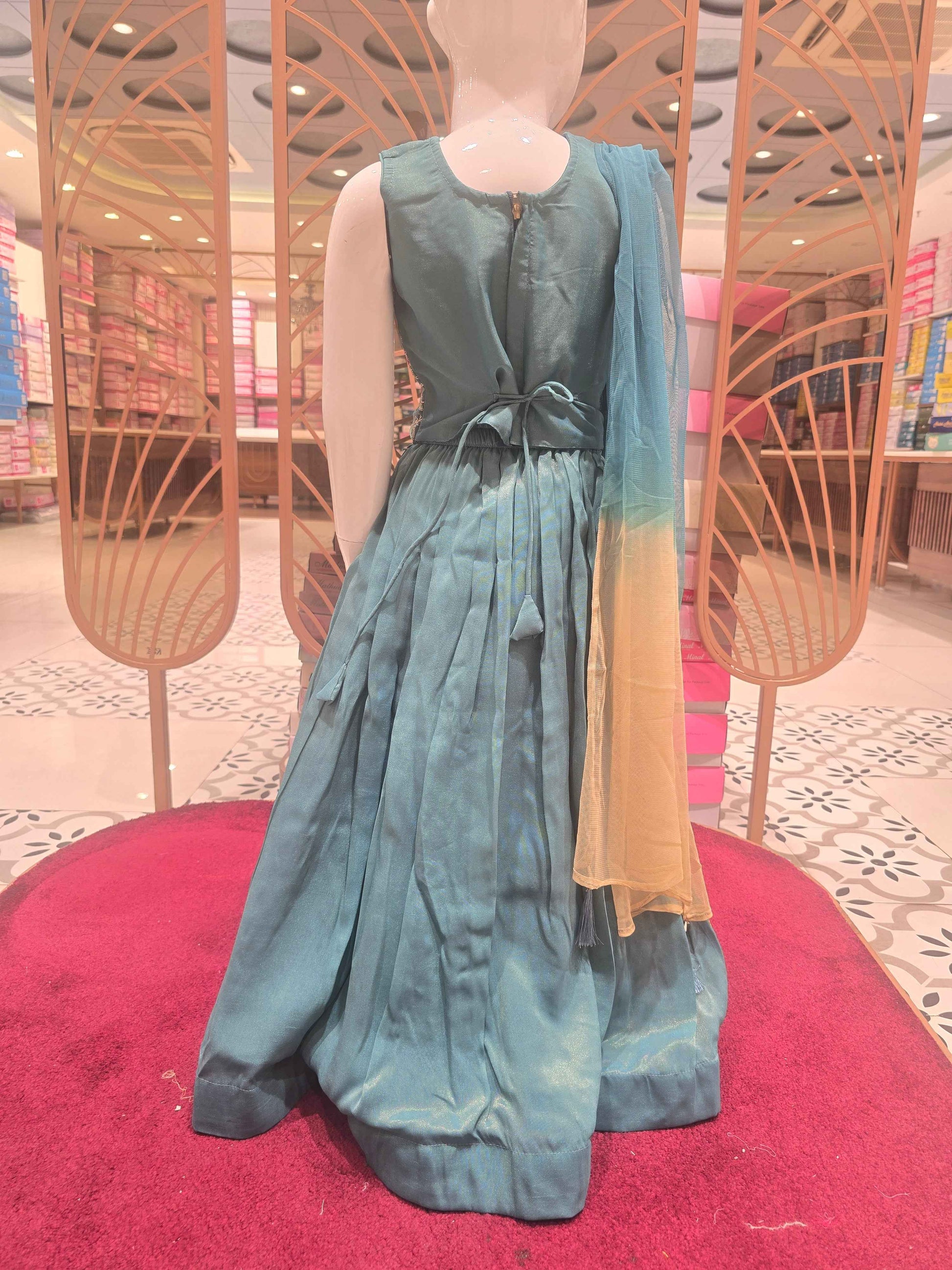 Crepe material blue colour gaghra choli with embroidery work