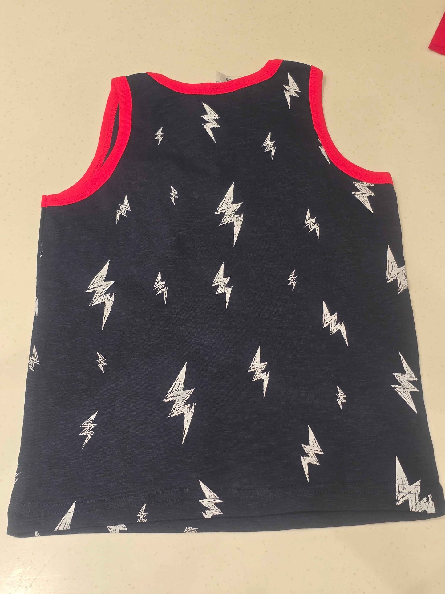 Boys Blue Cotton Printed Sleeveless T-Shirt