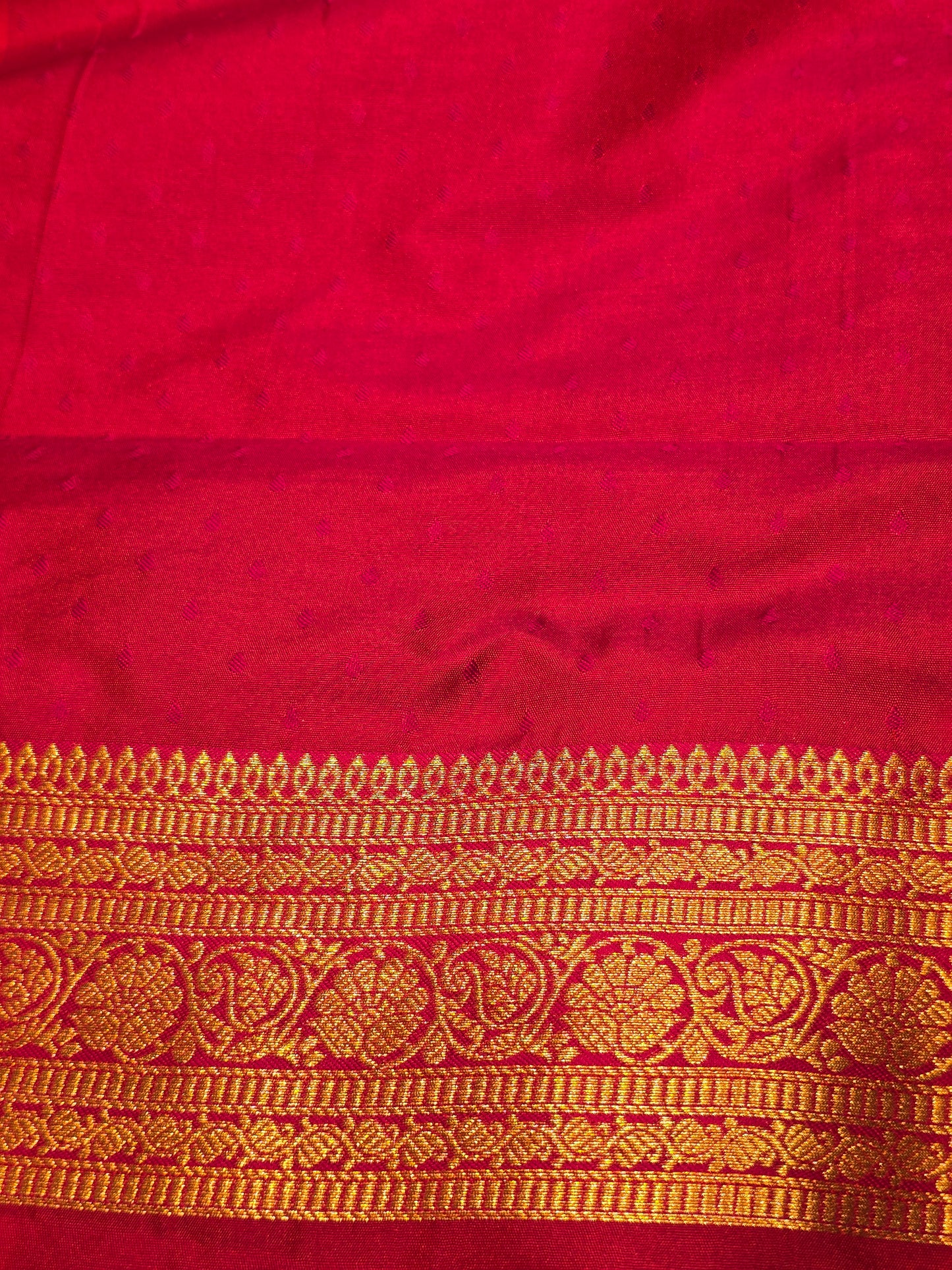 Semi soft silk with butta across the body rich pallu , traditional border