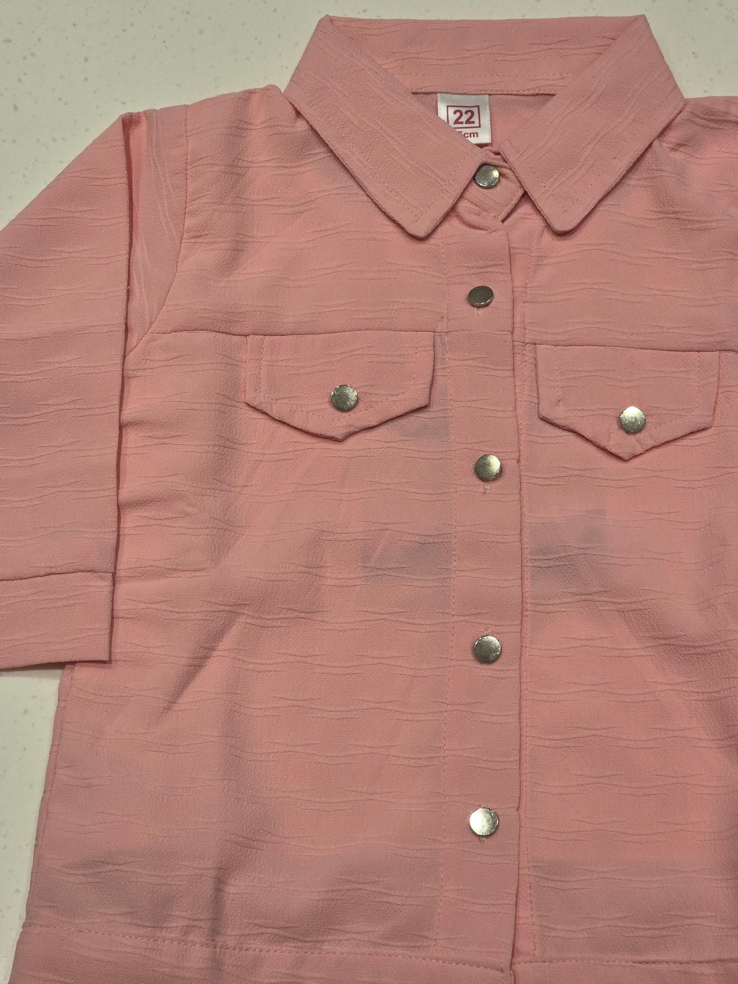 Girls Peach Chiffon Layered T Shirt Top