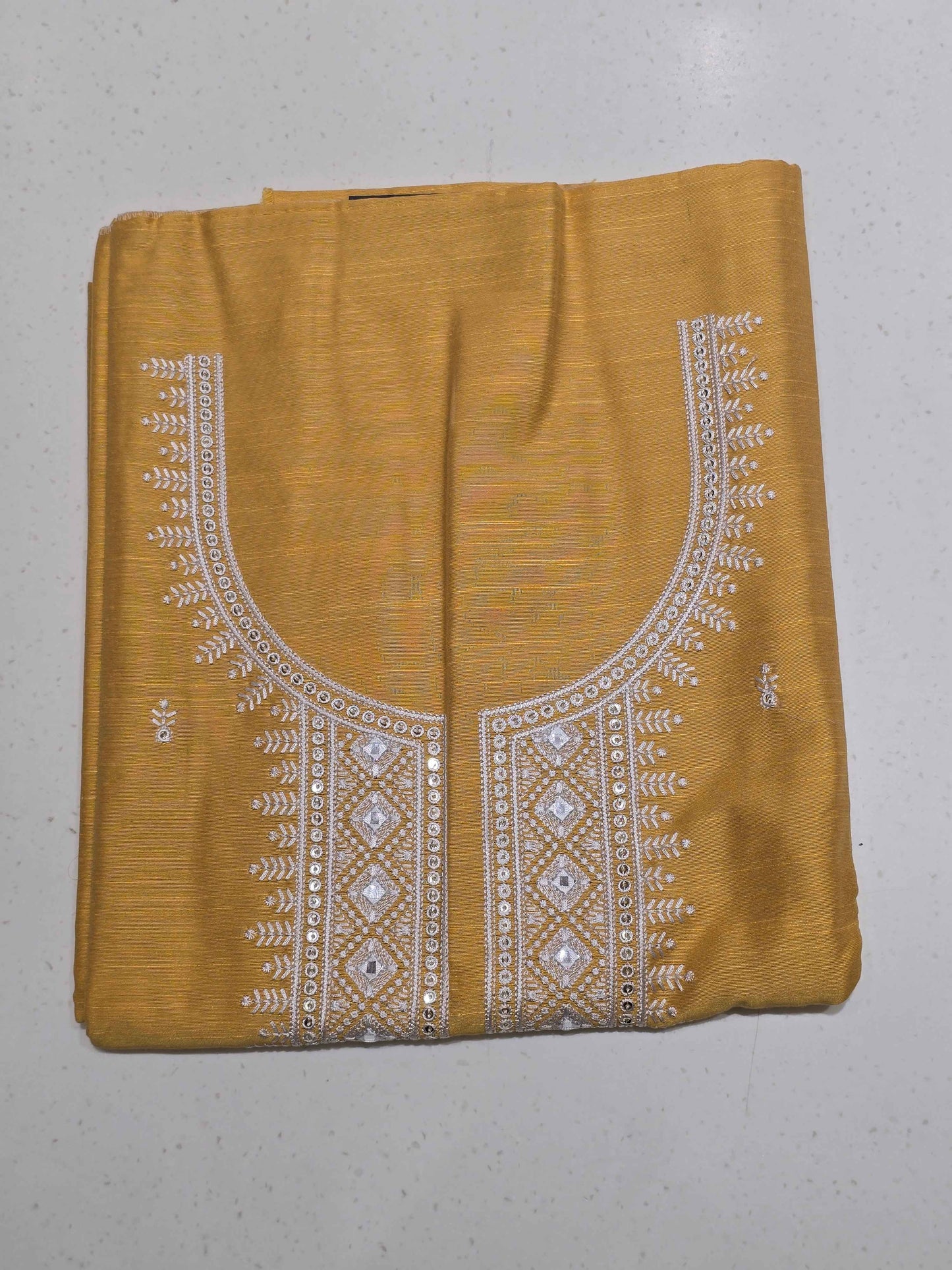 Lemon Yellow Semi Cotton Dress Material
