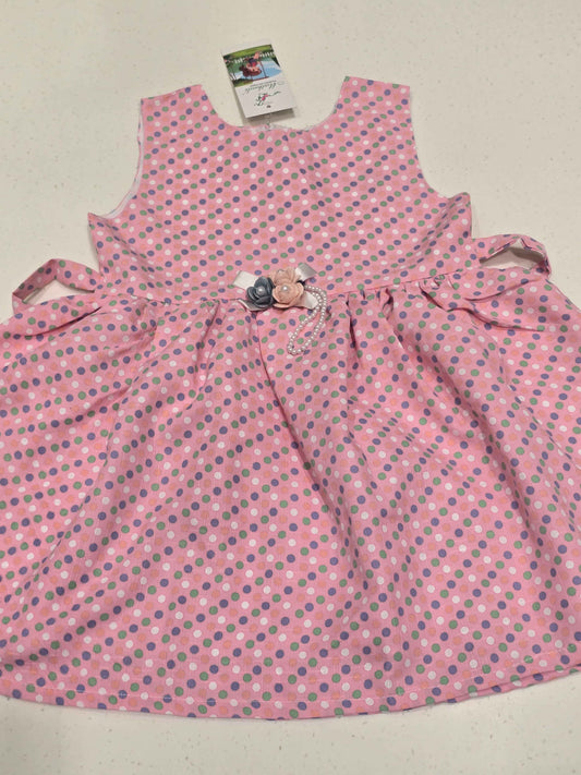 Baby Girl Baby Pink Cotton Polka Dot Frock